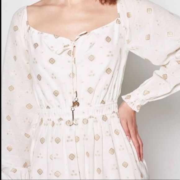 Joie mianda white and gold peasant mini dress - Picture 12 of 12